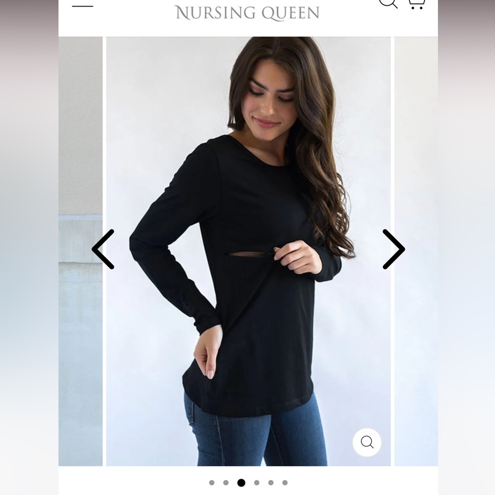 Nursing Queen Classic Cotton Long Sleeve Nursing Top - Solid Black